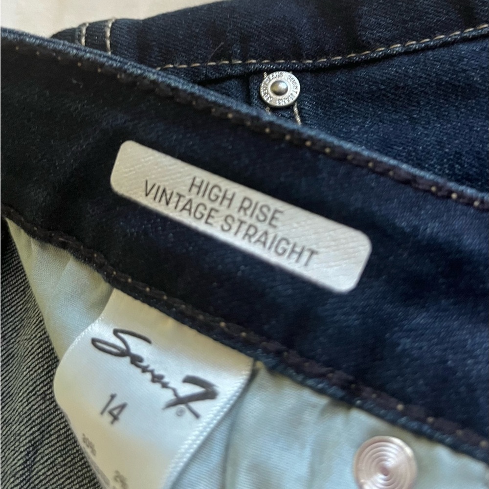 Seven7  High Rise Vintage Straight Blue Jeans Women’s Sz 14‎ - Picture 4 of 13